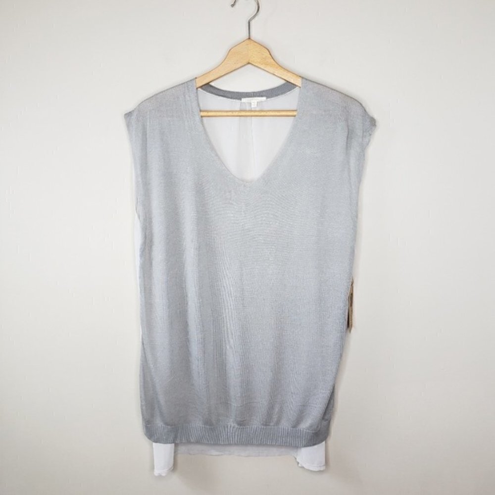 NWT Mystree Mixed Media Top with Sheer Back Size Medium